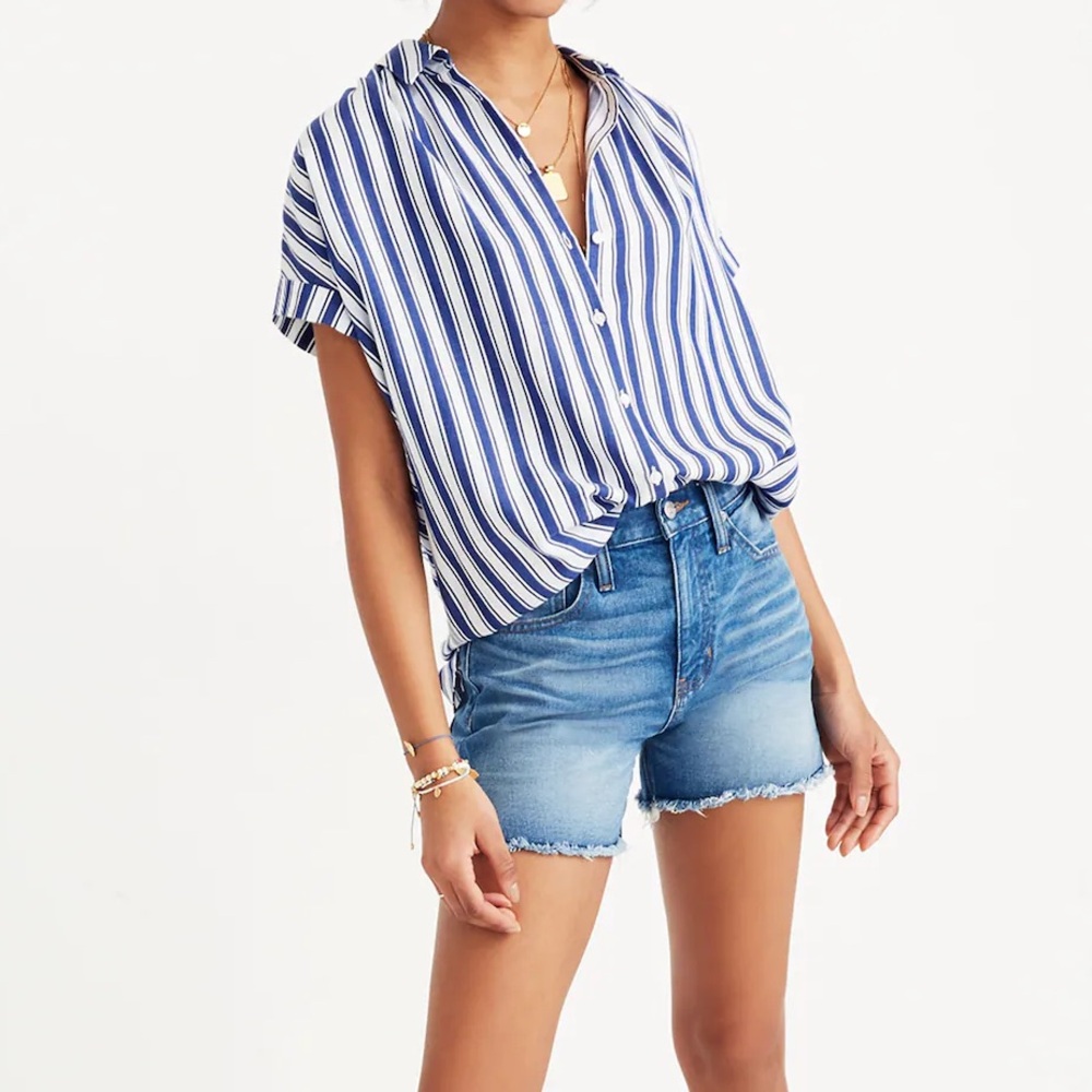 Madewell Blue and White Striped Women's Top
